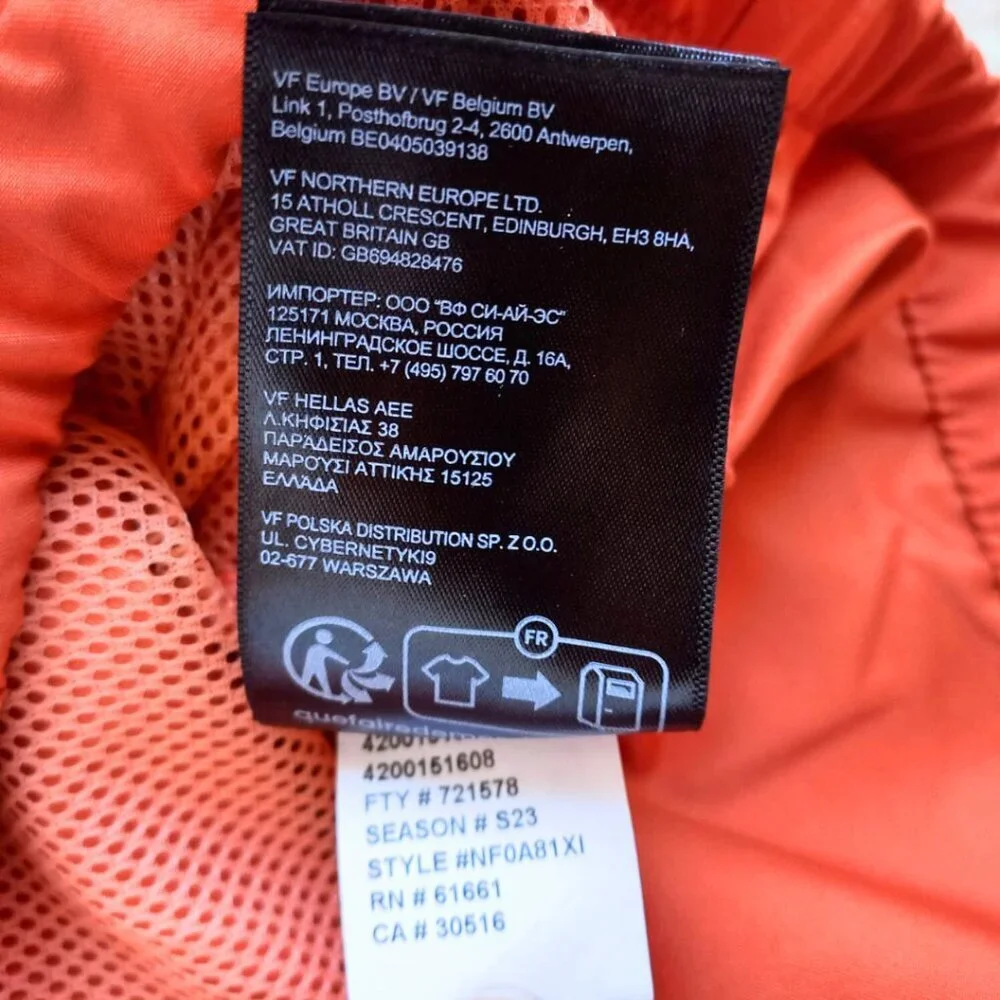 The North Face Youth XL Windbreaker Jacket Orange Colorblock Hooded Lightweight